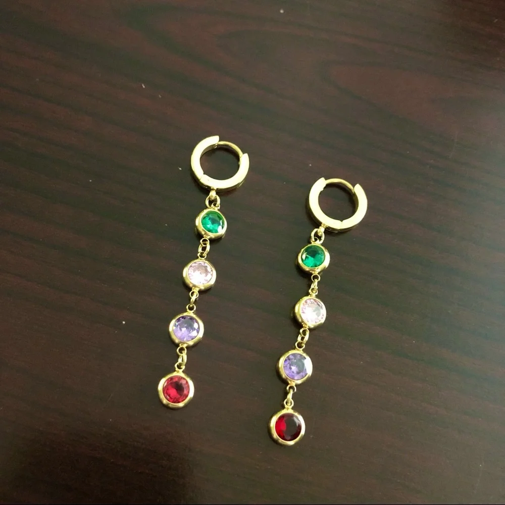 New! Cubic Zirconia Drop Earrings - Picture 4 of 4